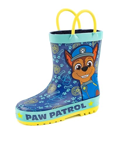 PAW PATROL Gummistiefel Jungen Kinder Kleinkinder | Chase Rescue Welpen Polizei Cop Gummistiefel | Blaugelbe wasserdichte Wanderschuhe von PAW PATROL