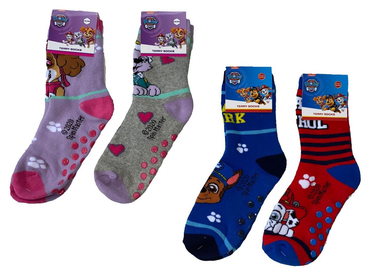 PAW PATROL Haussocken PAW PATROL Rutschfeste Socken Jungen + Mädchen Hausschuhe rutschfeste Sohle Noppensocken Gr. 23 24 25 26 27 28 29 30 31 32 33 34 Kindersocken von PAW PATROL