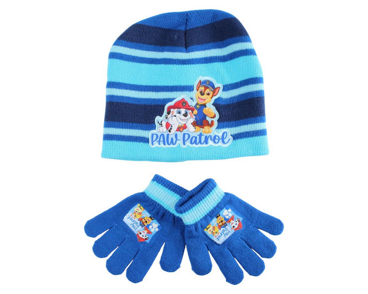 PAW PATROL Jerseymütze Paw Patrol Kinder 2tlg Set Winter Mütze plus Handschuhe Gr.52/54 (Spar-Set, 2-St) von PAW PATROL