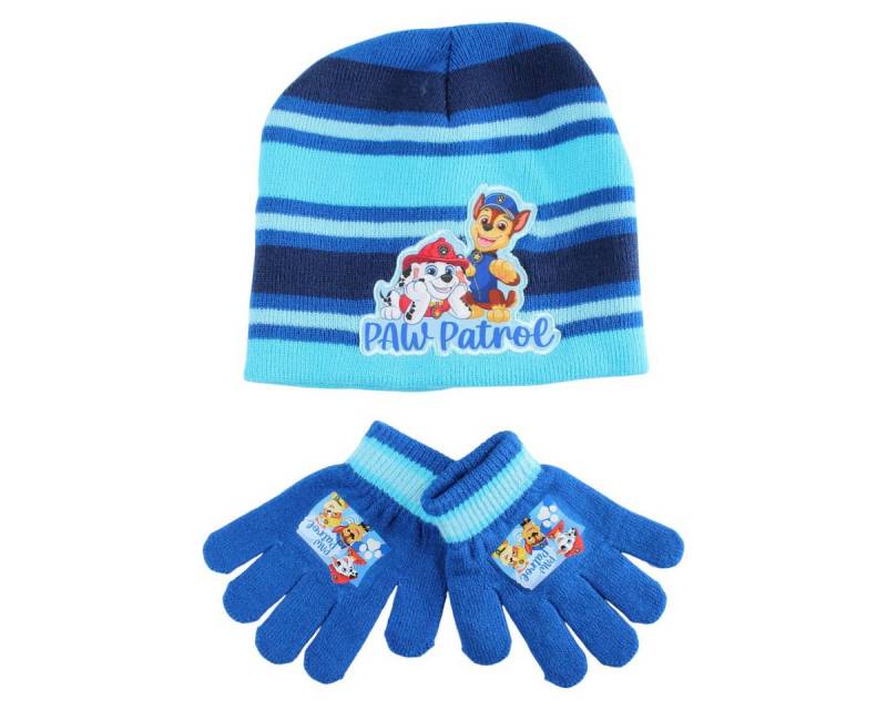PAW PATROL Jerseymütze Paw Patrol Kinder 2tlg Set Winter Mütze plus Handschuhe Gr.52/54 (Spar-Set, 2-St) von PAW PATROL