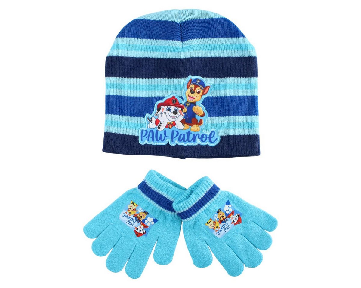 PAW PATROL Jerseymütze Paw Patrol Kinder 2tlg Set Winter Mütze plus Handschuhe Gr.52/54 (Spar-Set, 2-St) von PAW PATROL