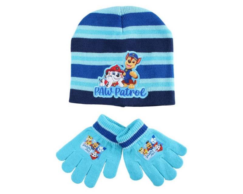 PAW PATROL Jerseymütze Paw Patrol Kinder 2tlg Set Winter Mütze plus Handschuhe Gr.52/54 (Spar-Set, 2-St) von PAW PATROL