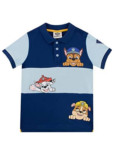 PAW PATROL Jungen Chase, Marshall und Rubble Polohemd kurzärmelige Oberteil für Kinder Blau 116 von PAW PATROL