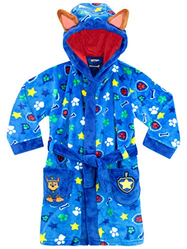 PAW PATROL Bademantel | Chase Kinderbademantel | Fleece Morgenmantel für Jungen Blau 104 von PAW PATROL