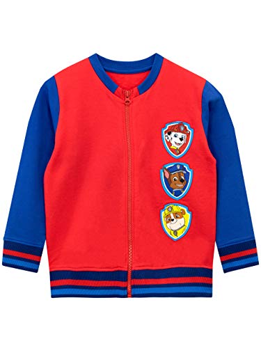 PAW PATROL Jacke | Jacken für Jungen | Chase Marshall Rubble | Zip Sweatshirt Kinder Rot 104 von PAW PATROL