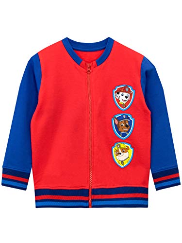 PAW PATROL Jacke | Jacken für Jungen | Chase Marshall Rubble | Zip Sweatshirt Kinder Rot 110 von PAW PATROL