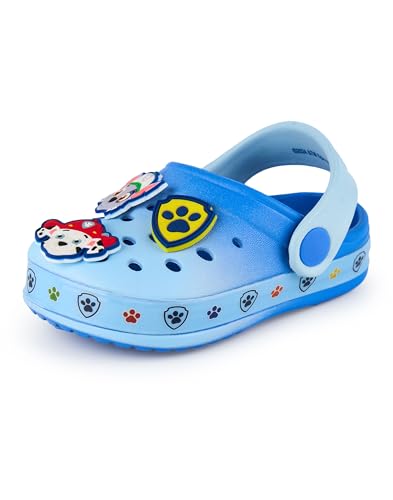 PAW PATROL Jungen Clogs Kinder Slip On Schuhe Neuheit Charms in Blau Chase Marshall Rubble Sandalen Slider mit verstellbarem Riemen von PAW PATROL