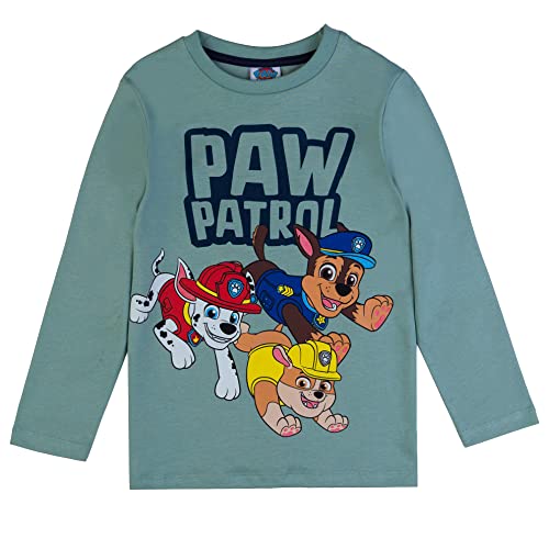 PAW PATROL Jungen Langarmshirt mit Chase, Marshall und Rubble 82060 grün, Größe 128, 8 Jahre von PAW PATROL