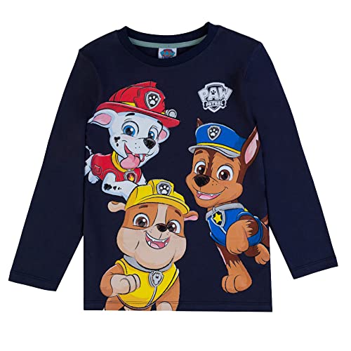 PAW PATROL Jungen Langarmshirt mit Chase, Marshall und Rubble 82061 blau, Größe 128, 8 Jahre von PAW PATROL