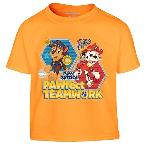 PAW PATROL - Jungen T-Shirt Chase & Marshall Kinder Jungen T-Shirt 116 Orange von PAW PATROL