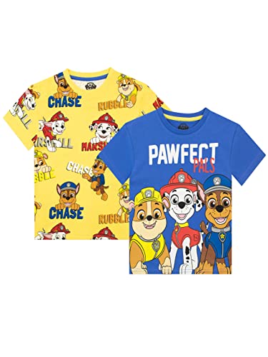 PAW PATROL T-Shirt | T-Shirts für Jungen | 2 Pack t-Shirt Mehrfarbig 128 von PAW PATROL