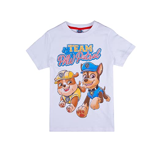 PAW PATROL Jungen T - Shirt mit Chase & Rubble 82045 weiß, Größe 104, 4 Jahre von PAW PATROL