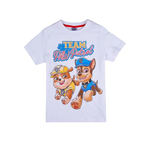 PAW PATROL Jungen T - Shirt mit Chase & Rubble 82045 weiß, Größe 128, 8 Jahre von PAW PATROL