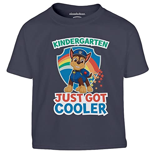 PAW PATROL Jungen Tshirt Kindergarten Just Got Cooler Chase Geschenk Kinder T-Shirt Junge 104 Marineblau von PAW PATROL