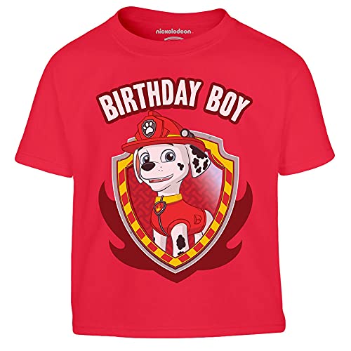 PAW PATROL Jungen Tshirt Marshall Birthday Boy Geburtstag Junge Tshirt Kinder 140 Rot von PAW PATROL