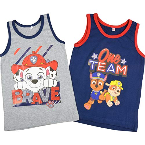 PAW PATROL Kinder Jungen Hemdchen, 2er Pack, Navy/grau (122/128) von PAW PATROL