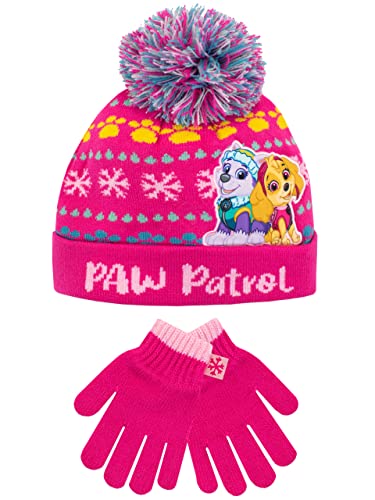 PAW PATROL Kinder Wintermütze und Handschuhe Set Skye Everest Rosa One Size von PAW PATROL