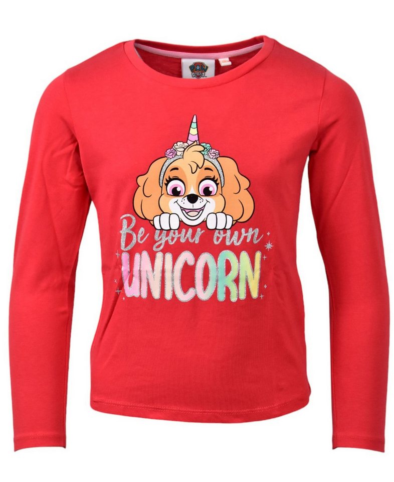 PAW PATROL Langarmshirt Skye - Be your own Unicorn Mädchen Shirt mit Glitzer aus Baumwolle Gr. 98- 128 cm von PAW PATROL