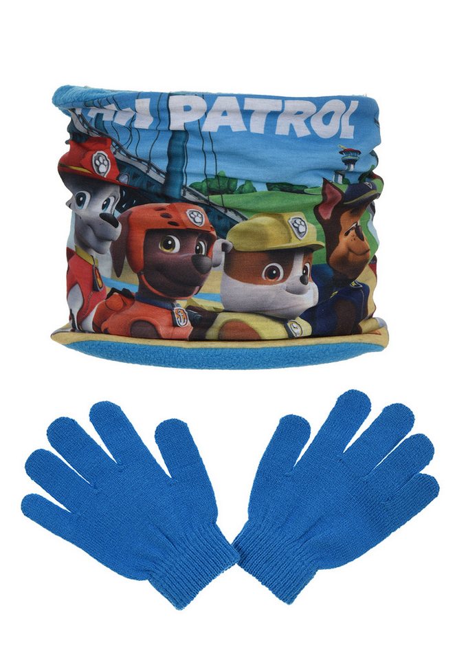 PAW PATROL Loop Chase, Marshall Kinder Jungen Winter-Set Schlauch-Schal & Handschuhe von PAW PATROL