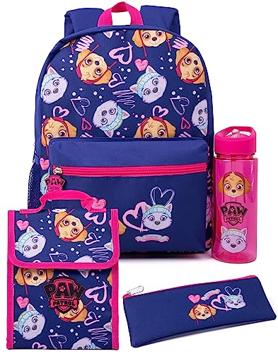 PAW PATROL Mädchen 4-teiliges Rucksack-Set Skye Wasserflasche Lunchtasche Federmäppchen von PAW PATROL