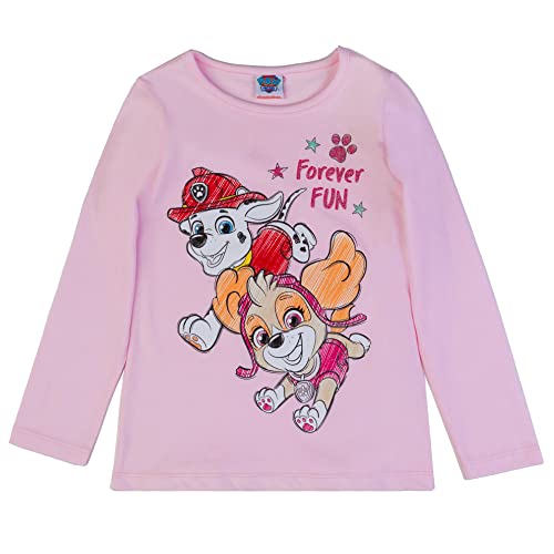 PAW PATROL Mädchen Langarmshirt mit Skye & Marshall 82233 rosa, Größe 128, 8 Jahre von PAW PATROL