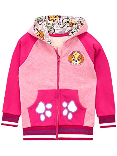 PAW PATROL Pullover Mädchen | Skye Zipper Hoodie | Glitzer Kapuzenpullover für Kinder Rose 104 von PAW PATROL