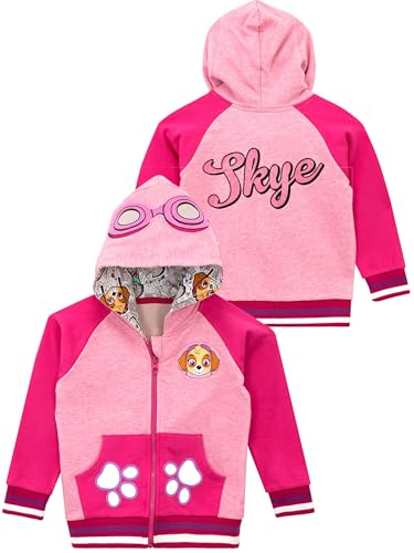 PAW PATROL Pullover Mädchen | Skye Zipper Hoodie | Glitzer Kapuzenpullover für Kinder Rose 122 von PAW PATROL