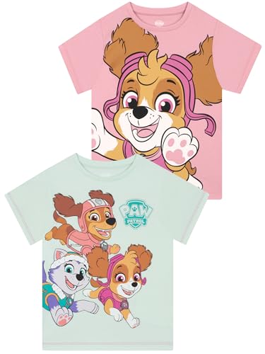 PAW PATROL Mädchen T-Shirt 2er-Pack, Sommer T-Shirts Für Mädchen, Set Mit 2 T-Shirts, Baumwoll-Kinderkleidung, Rosa 116 von PAW PATROL