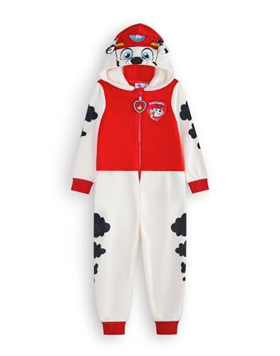 PAW PATROL Marshall Grenouillère Pour Garçons & Filles | Pyjama Tout-en-un Pour Enfants en Blanc & Rouge | Combinaison de Nuit Unisexe Avec Capuche Brodée et Oreilles 3D von PAW PATROL