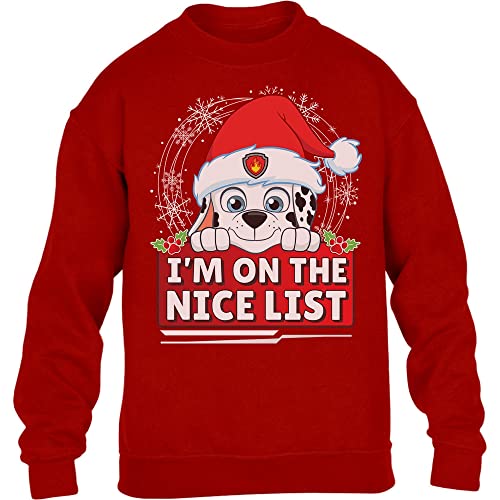 PAW PATROL Pullover Jungen Marshall Ugly Christmas I'm On The Nice List Kinder Sweatshirt 104 Rot von PAW PATROL