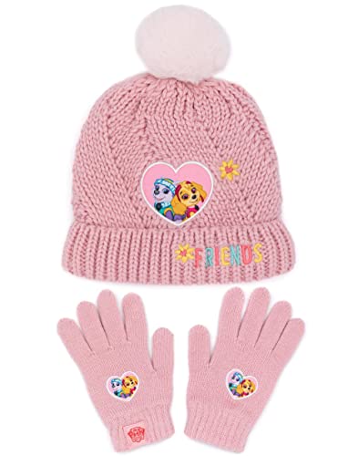 PAW PATROL Pfotenpatrouillenhut und Handschuhe Kinder Mädchen rosa gestrickt Winter Mütze von PAW PATROL