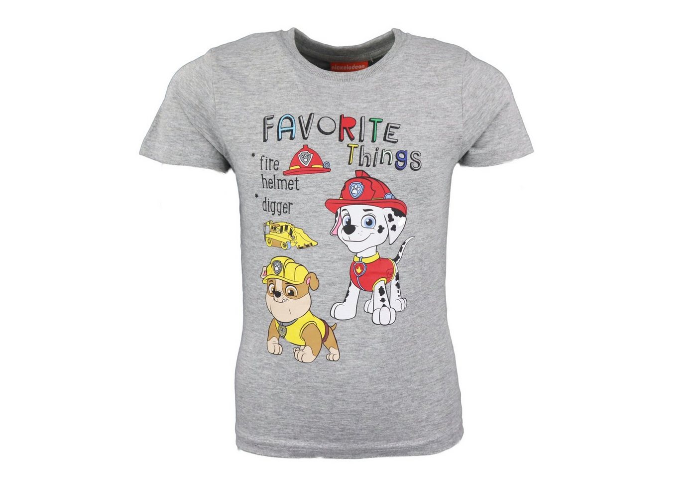 PAW PATROL Print-Shirt Paw Patrol Marshall Rubble Kinder Jungen T-Shirt Gr. 98 bis 128, Rot oder Grau von PAW PATROL