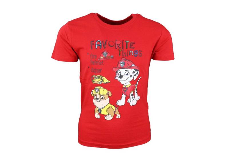 PAW PATROL Print-Shirt Paw Patrol Marshall Rubble Kinder Jungen T-Shirt Gr. 98 bis 128, Rot oder Grau von PAW PATROL