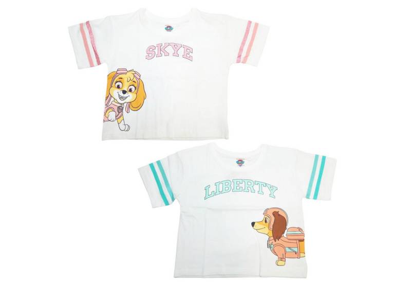 PAW PATROL Print-Shirt Paw Patrol Skye Liberty 2er Set Kinder Mädchen T-Shirt Shirt 100% Baumwolle, Gr. 98 bis 128 von PAW PATROL