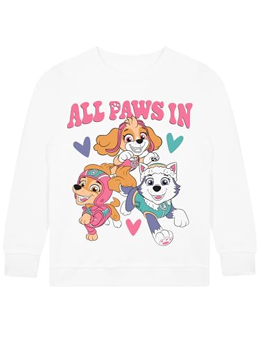 PAW PATROL Pullover Mädchen | Everest, Liberty and Skye Sweatshirt | Sweatshirts Für Mädchen | Weiß 128 von PAW PATROL