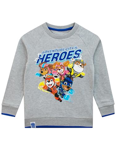 PAW PATROL Pullover für Jungen | The Mighty Movie Jungen Sweatshirt | Grau | Offizielles Merchandise | 92 von PAW PATROL