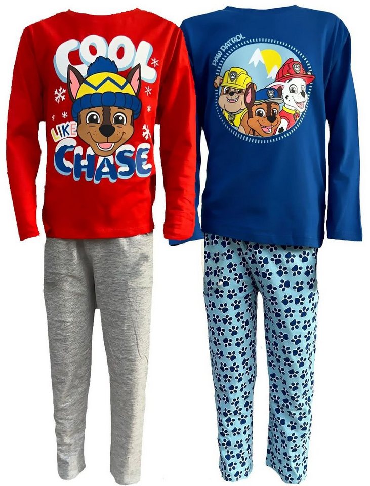 PAW PATROL Pyjama 2x Paw Patrol Jungen Schlafanzug Pyjama 4 Teile lange Hose von PAW PATROL