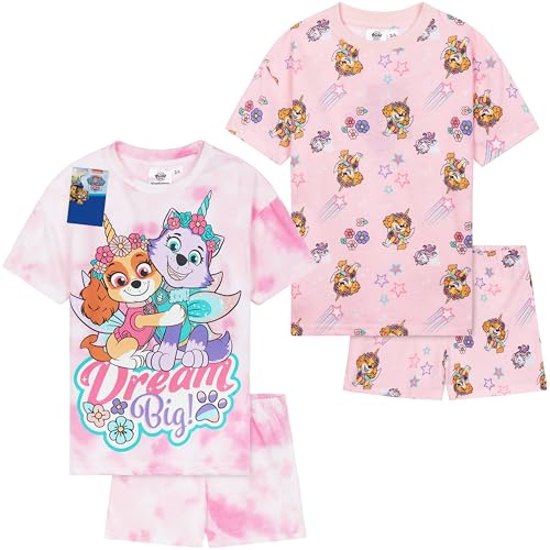 PAW PATROL Pyjama Mädchen Schlafanzug Kurz Kinder und Kleinkinder 2er Pack Sommer Schlafanzüge Skye Everest Geschenke für Mädchen (3-4 Jahre, Rosa, 2) von PAW PATROL
