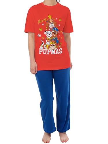 PAW PATROL Pyjamas | Kurzärmelige Damen-Weihnachtspyjamas | Chase, Skye, Rubble, Marshall Pyjamas für Frauen | Rot XL von PAW PATROL
