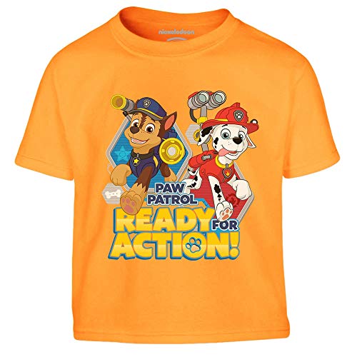 PAW PATROL Jungen Tshirt Ready for Action Chase und Marshall Kinder T-Shirt Junge 104 Orange von PAW PATROL