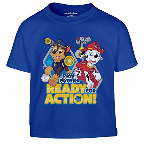 PAW PATROL Jungen Tshirt Ready for Action Chase und Marshall Kinder T-Shirt Junge 116 Blau von PAW PATROL