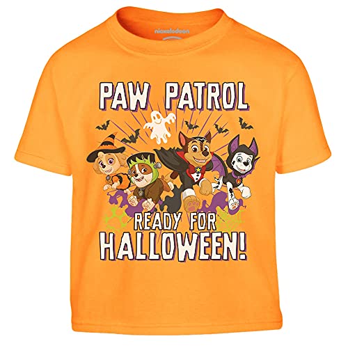 PAW PATROL Ready for Halloween Superhelden Skye Rubble Chase Marshall Kinder Jungen T-Shirt 104 Orange von PAW PATROL