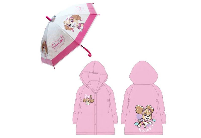 PAW PATROL Regenponcho Paw Patrol Skye Kinder Mädchen Regenschirm plus Regenponcho Schirm (2-St) Gr. 98 bis 128 von PAW PATROL