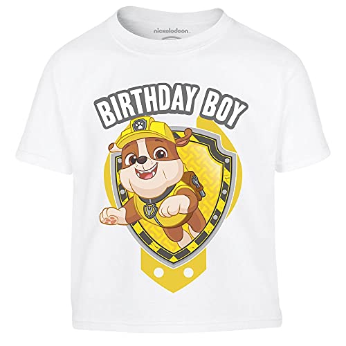 Paw Patrol Jungen Tshirt Rubble Birthday Boy Geburtstag Junge Tshirt Kinder 104 Weiß von PAW PATROL