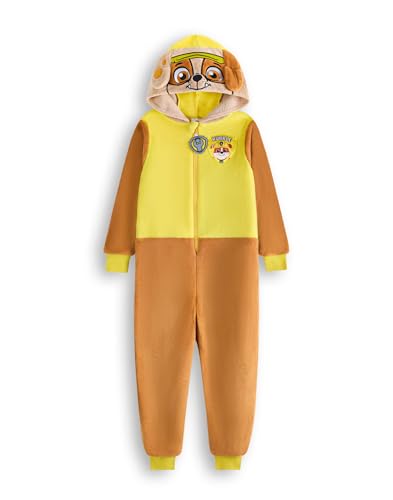 PAW PATROL Rubble Grenouillère Pour Garçons & Filles | Pyjama Tout-en-un Pour Enfants en Marron & Jaune | Combinaison de Nuit Unisexe Avec Capuche Brodée et Oreilles 3D von PAW PATROL