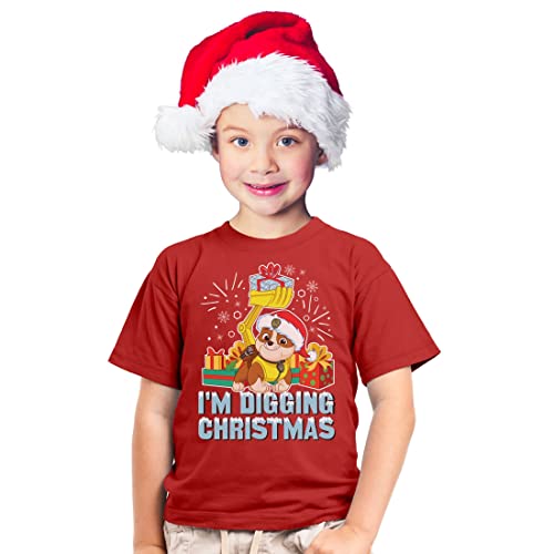 PAW PATROL Rubble I'm Digging Christmas Geschenk Kinder Jungen T-Shirt 116 Rot von PAW PATROL