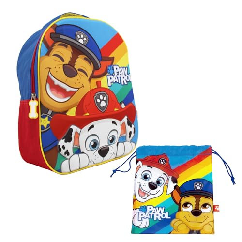 Paw Patrol Rucksack und Turnbeutel für Jungen, Design Chase et Marshall Kinderschulrucksack, Reiserucksack, Kindergeschenk von PAW PATROL