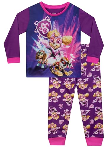 PAW PATROL Schlafanzug | Liberty, Marshall, Skye Schlafanzug Mädchen | Mighty Movie Mädchen Pyjama | Lila 122 von PAW PATROL