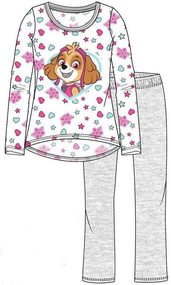 PAW PATROL Schlafanzug PAW PATROL Pyjama Langer Mädchen Schlafanzug Stars 98 110 116 128 von PAW PATROL