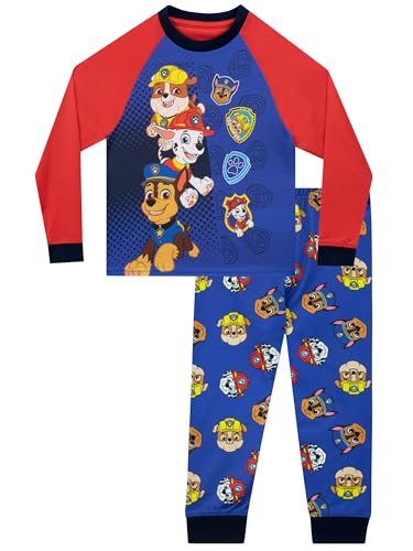 PAW PATROL Schlafanzug | Rubble, Chase, Marshall Kinder Schlafanzug Jungen | Langarm Pyjama Jungen Blau 104 von PAW PATROL